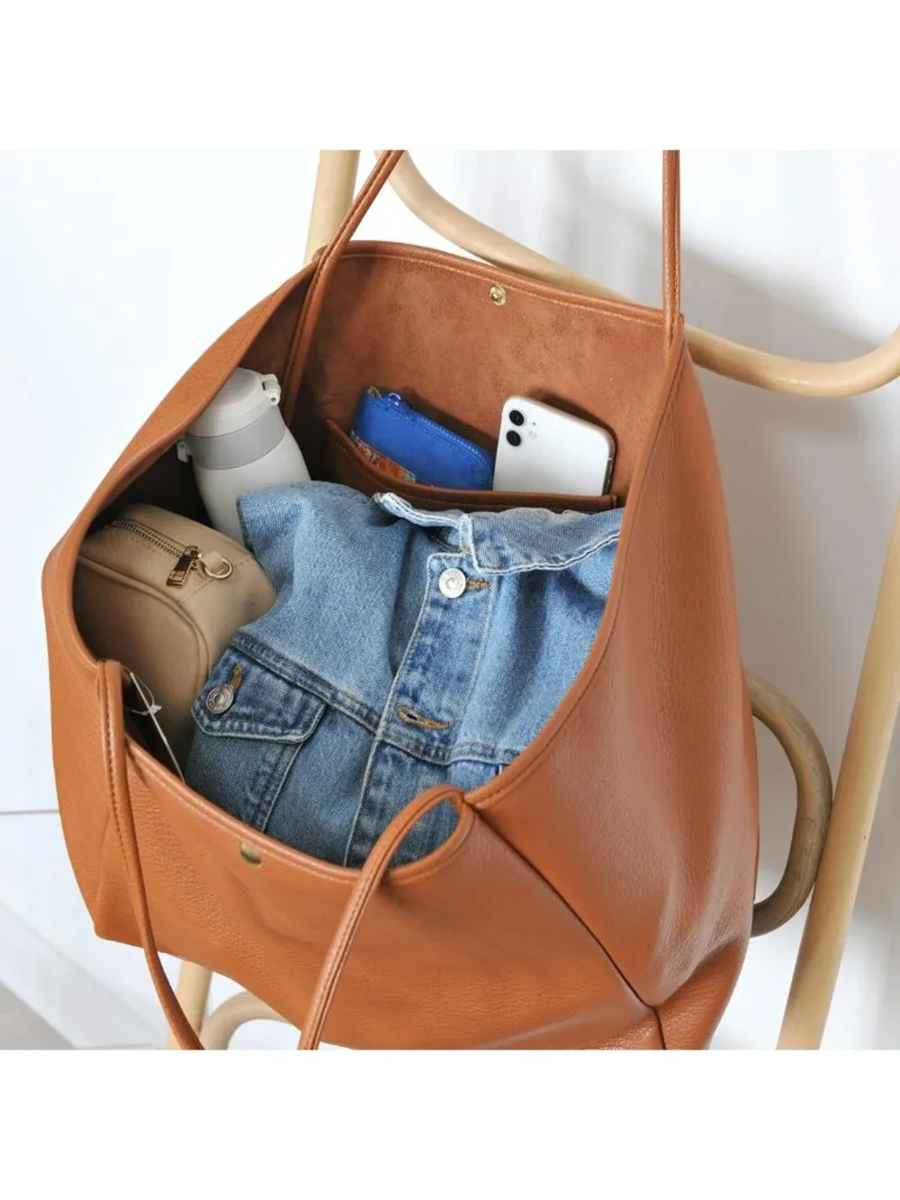 Oversized PU Leather Tote Bag for Women | Stylish Weekender Shopper Purse